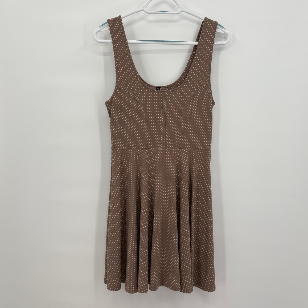 Free People Brown Polka Dot Fit and Flare Skater Mini Dress Womens Size Small